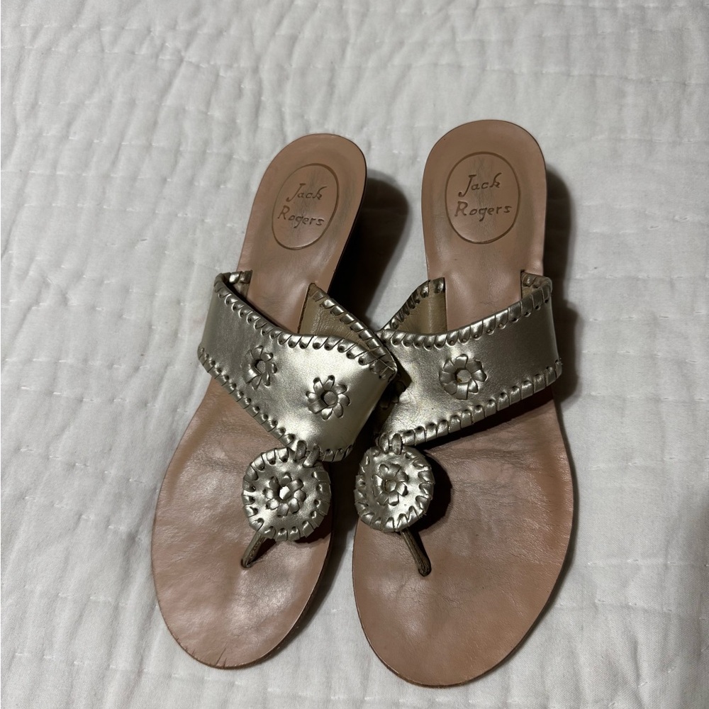 Jack Rogers Metallic Silver Sandals